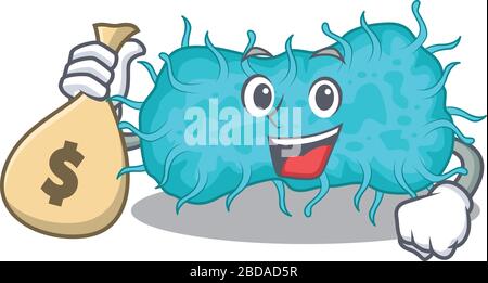 Le motif cartoon prokaryote riche en bactéries contient des sacs d'argent. Illustration vectorielle Illustration de Vecteur