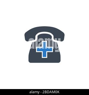 Icône de glyphe vectoriel lié au téléphone d'urgence. Illustration de Vecteur