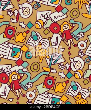 Plancher avec jouets pour enfants mess sans couture motif Illustration de Vecteur