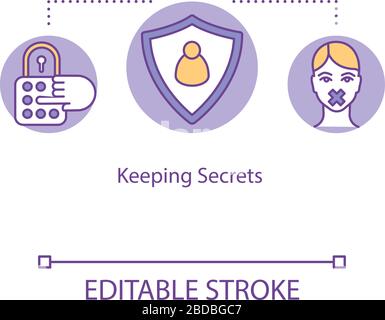 Icône de concept garder les secrets. Valeur morale de fidélité. Être fiable, fiable et digne de confiance ami idée fine ligne illustration. Vecteur isolé Illustration de Vecteur