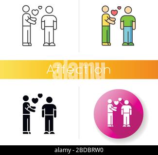 Icône affection. Styles de couleur linéaire noir et RVB. Sentiments romantiques, amour, relation amore. Saint Valentin. Attachement émotionnel, passionné Illustration de Vecteur