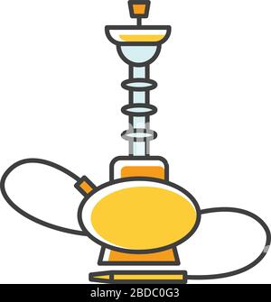 Icône de couleur jaune RVB hookah. Maison de sheesha. Base de la sphère en verre. Salon nargile populaire. Parfum de vaporisation. Espace fumeurs. Accessoires pour shisha Illustration de Vecteur