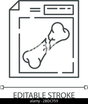 Icône linéaire parfaite de pixel de fracture de nervure. Blessures à la poitrine. Os cassés. Cage de côtes blessée. Accident. Illustration personnalisable en ligne fine. Symbole de contour Illustration de Vecteur