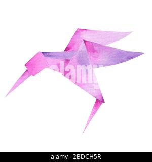 Origami papier oiseau. Illustration.forme polygonale.Art de pliage papier.grue d'origami du Japon,pigeon. Oiseau volant sur fond abstrait.Histoire de Banque D'Images