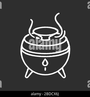 Filtre à air, dispositif moderne, icône blanche craie sur fond noir. Appareil d'humidification, purificateur d'air domestique, équipement de régulation de la température de la pièce. Isolé Illustration de Vecteur