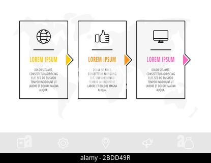 Chronologie modèle d'infographies linéaires de conception créative. Illustration vectorielle métier avec 3 options, flèches. Peut être utilisé pour les diagrammes, les présentations Illustration de Vecteur