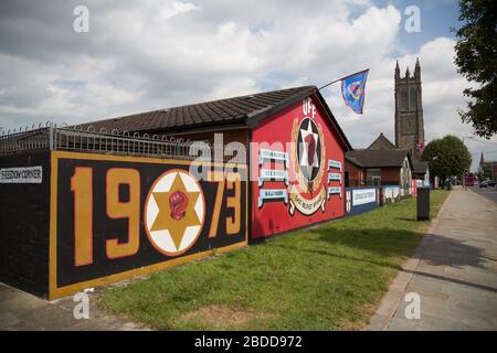 15.07.2019, Belfast, Irlande du Nord, Grande-Bretagne - mural politique de l'UFF (BAN 1973), Newtownards Road, Protestants East Belfast, sur la droite Banque D'Images