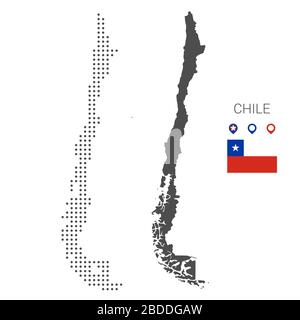 Carte du Chili parsemée de vecteur de fond blanc isolé. Illustration de la conception technologique ou des infographies. Isolé sur fond blanc. Vecteur de déplacement Illustration de Vecteur