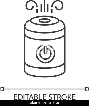 Filtre à air, humidificateur de vapeur pixel icône linéaire parfaite. Ioniseur, vaporisateur d'eau, purificateur d'air. Illustration personnalisable en ligne fine. Symbole de contour Illustration de Vecteur