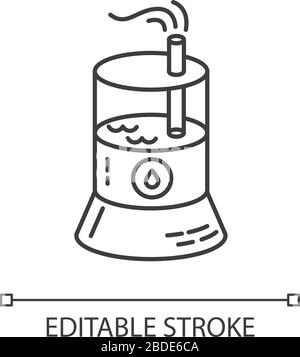 Filtre à air, humidificateur de vapeur pixel icône linéaire parfaite. Ioniseur, vaporisateur d'eau, purificateur d'air. Illustration personnalisable en ligne fine. Symbole de contour Illustration de Vecteur