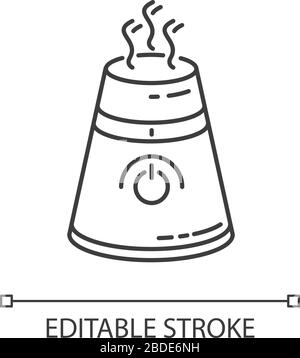 Icône linéaire Perfect pixel purificateur d'air à ultrasons. Évaporateur d'eau, appareil de soins de santé. Illustration personnalisable en ligne fine. Symbole de contour Illustration de Vecteur