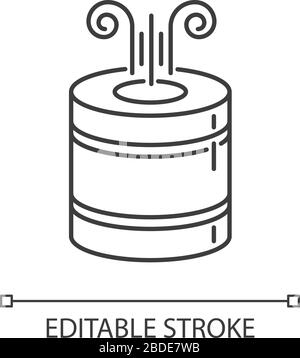 Icône linéaire parfaite de pixel de filtre à air compact. Régulateur de niveau d'humidité de la pièce, appareil ménager. Illustration personnalisable en ligne fine. Symbole de contour Illustration de Vecteur