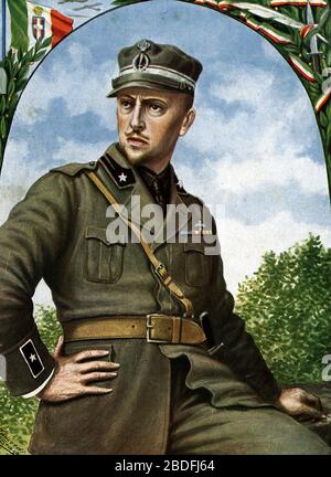 Premiere guerre mondiale : 'Portrait de Gabriele d'annunzio (1863-1938) (première Guerre mondiale : poète et soldat italien Gabriele d'Annunzio) Illustration de Tancredi Banque D'Images