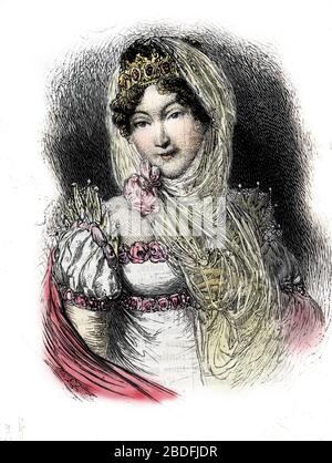 'Portrait de Marie Louise (Marie-louise) d'Autriche (1791-1847), imperatrice des francais' Gravure 1866 Collection privée Banque D'Images