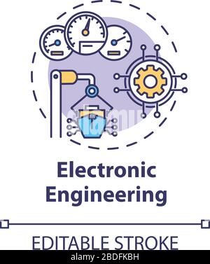 Icône de concept d'ingénierie électronique. Maintenance des périphériques d'expédition. Bateau dans le port. Illustration de la ligne mince idée de réparation de machines de navire. Contour isolé vectoriel Illustration de Vecteur