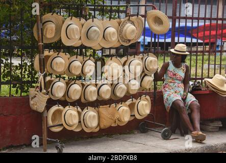 Fournisseur de Hat à Calleton Hamel, la Havane, Cuba Banque D'Images