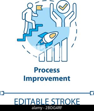 Icône de concept d'amélioration de processus. Illustration de la ligne fine de l'idée d'optimisation du flux de travail. Amélioration de la qualité du travail, développement des compétences. Vecteur isolé Illustration de Vecteur