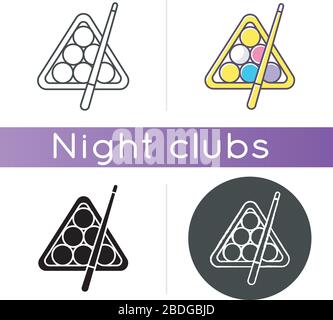 Icône billard. Styles de couleur linéaire noir et RVB. Jeux de Cuesports, divertissements de pub, activités de loisirs. Sport professionnel de repère, piscine, snooker Illustration de Vecteur