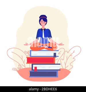 Business Woman meditating. Woman in yoga pose Illustration de Vecteur