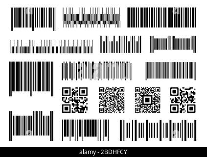 Code-barres numérique. Codes-barres de supermarché, barres de codes de lecture et jeu vectoriel d'étiquettes de prix industrielles. Inventaire des produits, vérification numérique. Emballage unique Illustration de Vecteur