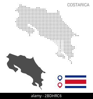 Carte Costa Rica parsemée de vecteur blanc de fond isolé. Illustration de la conception technologique ou des infographies. Isolé sur fond blanc. Illustration de Vecteur