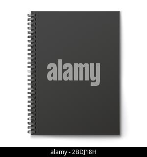 Bloc-notes en spirale vierge fermé et réaliste isolé sur fond blanc. Illustration de Vecteur