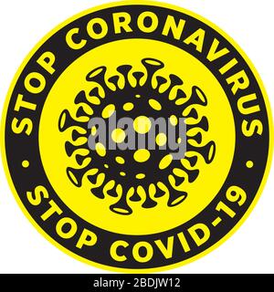 Stop Coronavirus Stop Covid19 Signage ou Sticker pour aider à réduire le risque de capture de nouveaux coronavirus. Signe vectoriel. Illustration de Vecteur