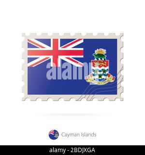 Timbre-poste avec l'image du drapeau des îles Caïmanes. Îles Caïmanes Drapeau Postage sur fond blanc avec ombre. Illustration vectorielle. Illustration de Vecteur