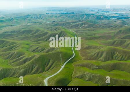 Green Rolling Hills scène idyllique en Californie après Heavy Spri Banque D'Images