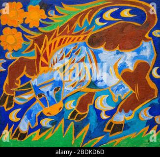 « The Blue Cow » (c. 1911) par Natalia Goncharova (1881–1962). Banque D'Images