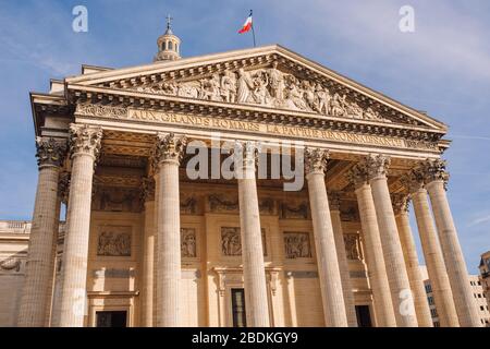 Panthéon Paris, vue sur la façade centrale le jour du soleil Banque D'Images