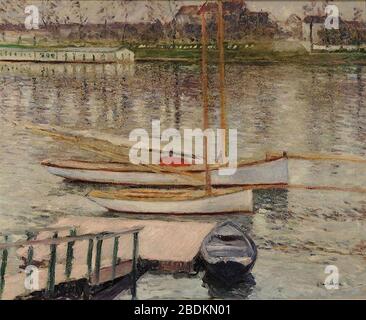 Gustave Caillebotte - Voiliers au Mouillon sur la Seine, à Argenteuil. Banque D'Images