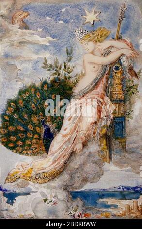 Gustave Moreau - le Paon se plie à Junon. Banque D'Images