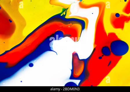 Peinture abstraite, Art peint contemporain Pice, coloré liquide tourbillonnant couleurs de peintures acryliques. Résumé Illustration créative contexte Banque D'Images