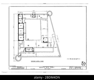 HUNS COLO,6-LAJUNT,1- (feuille 3 de 4) - Vieux fort Bent, la Junta, comté d'Otero, CO 00003v. Banque D'Images