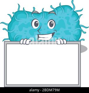 Le style de dessin animé de prokaryote de bactéries souriantes est doté d'un plateau Illustration de Vecteur