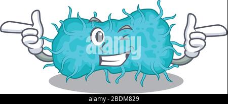 Dessin animé concept de bactéries prokaryote avec oeil de clin d'œil drôle Illustration de Vecteur
