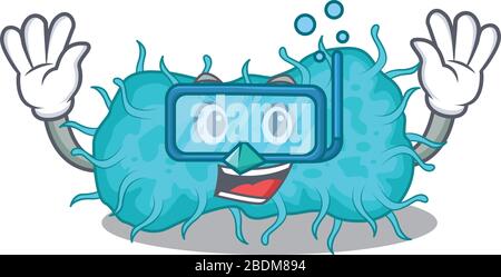 concept de mascotte antibactérienne prokaryote portant des lunettes de plongée Illustration de Vecteur