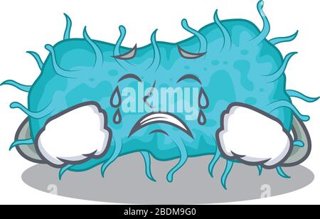 Dessin de caractère de dessin animé de bactéries prokaryote avec un visage de craying Illustration de Vecteur
