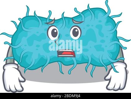 Style de dessin animé de bactéries prokaryote montrant le visage inquiet Illustration de Vecteur