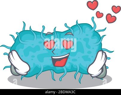 Le personnage de dessin animé de prokaryote de bactéries mignonnes est tombé dans le visage d'amour Illustration de Vecteur