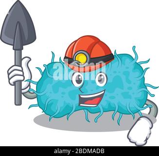 concept de dessin de dessin de méné de bactéries prokaryote avec outil et casque Illustration de Vecteur