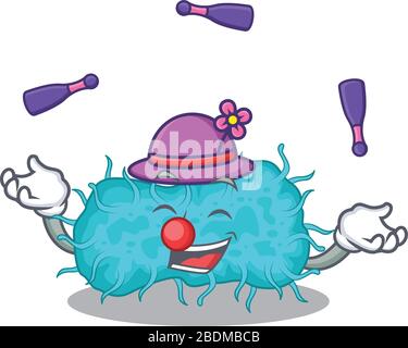 Une jolie bactérie prokaryote dessin de dessin de dessin de style jouant jonglant Illustration de Vecteur