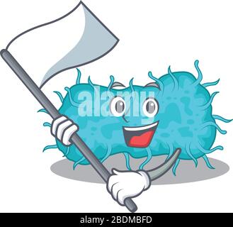 Une mascotte nationaliste de bactéries prokaryote de caractère avec drapeau Illustration de Vecteur