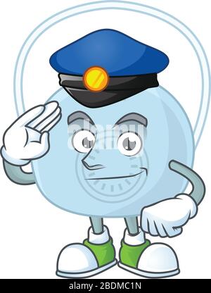 Un policier dédié au style de la mascotte masque respiratoire Illustration de Vecteur