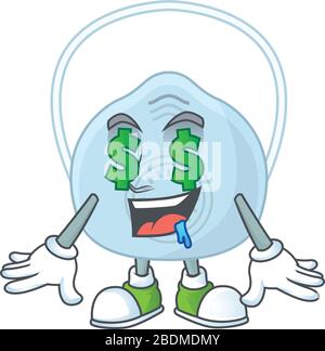 mascotte style personnage de masque de respiration riche avec yeux d'argent Illustration de Vecteur