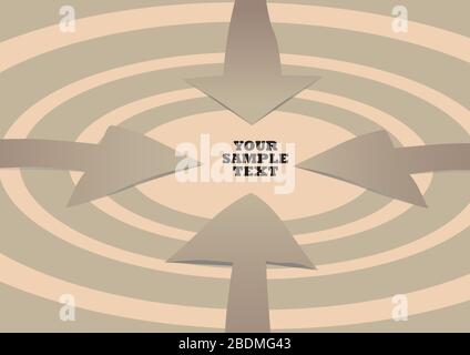 Quatre flèches de découpe de papier pointant vers le même point. Espaces pour copie propre Illustration de Vecteur