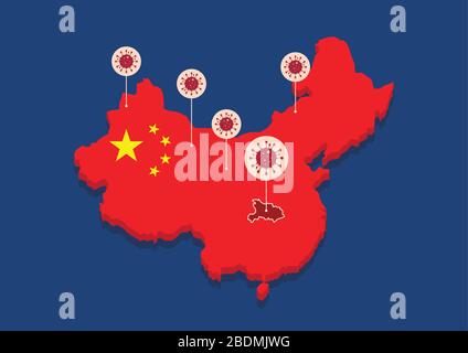 Chine map pays coronavirus concept. Illustration vectorielle Illustration de Vecteur