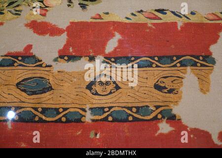 Pendaison ou rideau, Empire romain oriental, Egypte, ou Turquie, 4ème au 5ème siècle après Jésus-Christ, laine, lin, vue 2 Banque D'Images