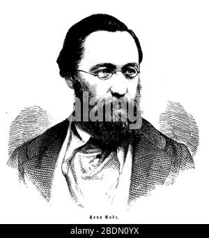 Hans Gude (gravure de W Obermann). Banque D'Images